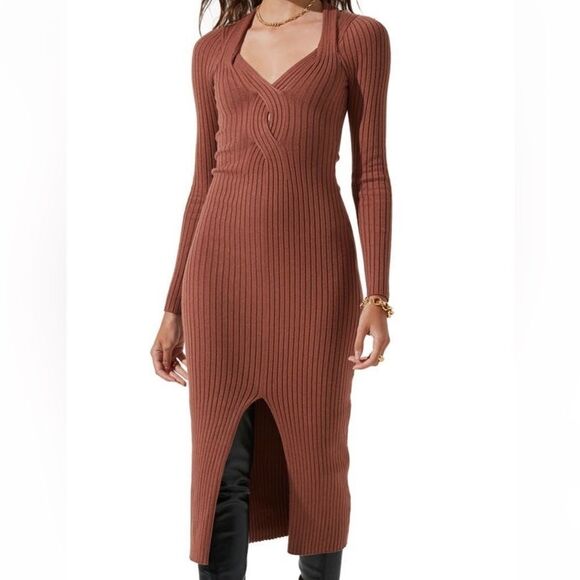 ASTR The Label Long Sleeve Twist Front Sweater Dress - Picture 1 of 9